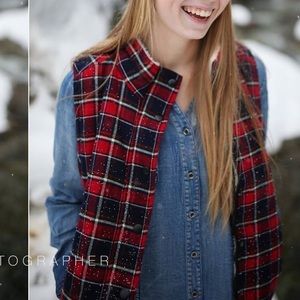 Plaid, Sherpa lined vest